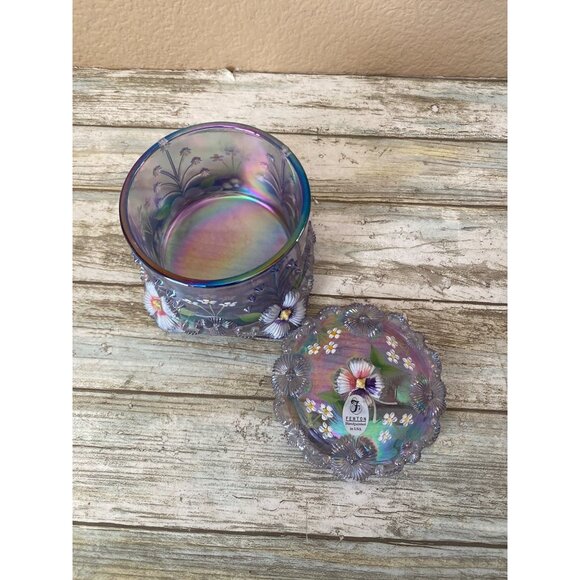 Fenton Iridescent Lavender Trinket Jar Scott K Fenton S Whitlatch Hand Painted - Picture 6 of 13